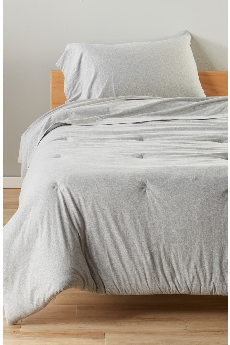 Solid Cotton Jersey Comforter & Sheet Set, Main, color, GREY HEATHER