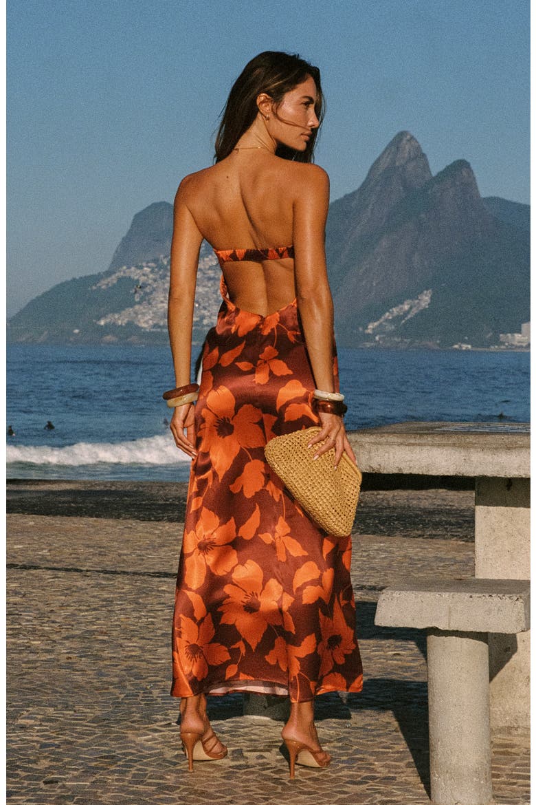 Spring in Love Strapless Dress, Alternate, color, COCOBOLO
