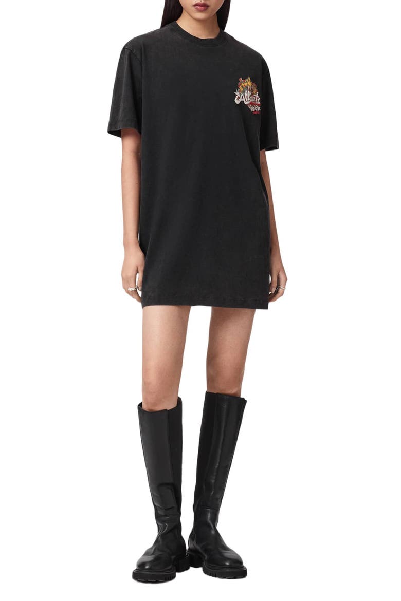 Roque Graphic T-Shirt Dress, Main, color, WASHED BLACK