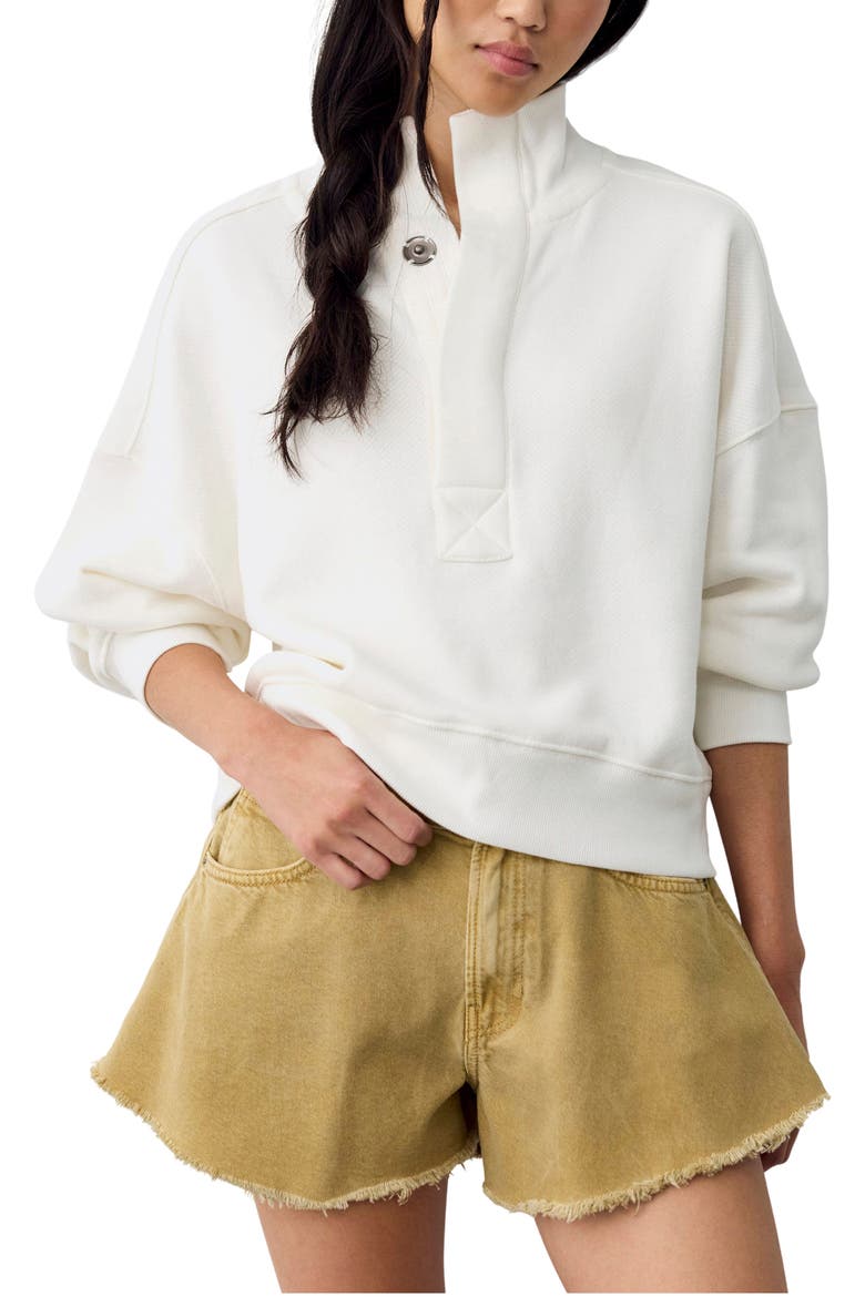Timeless Snap Placket Pullover, Main, color, CLEAN IVORY