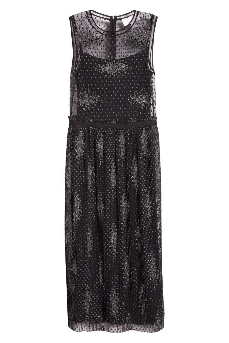 Delyssa Metallic Detail Lace Sleeveless Dress, Alternate, color, BLACK FANTASY