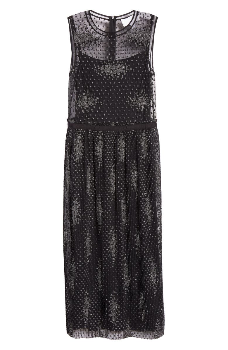 BOSS Delyssa Metallic Detail Lace Sleeveless Dress, Alternate, color, 