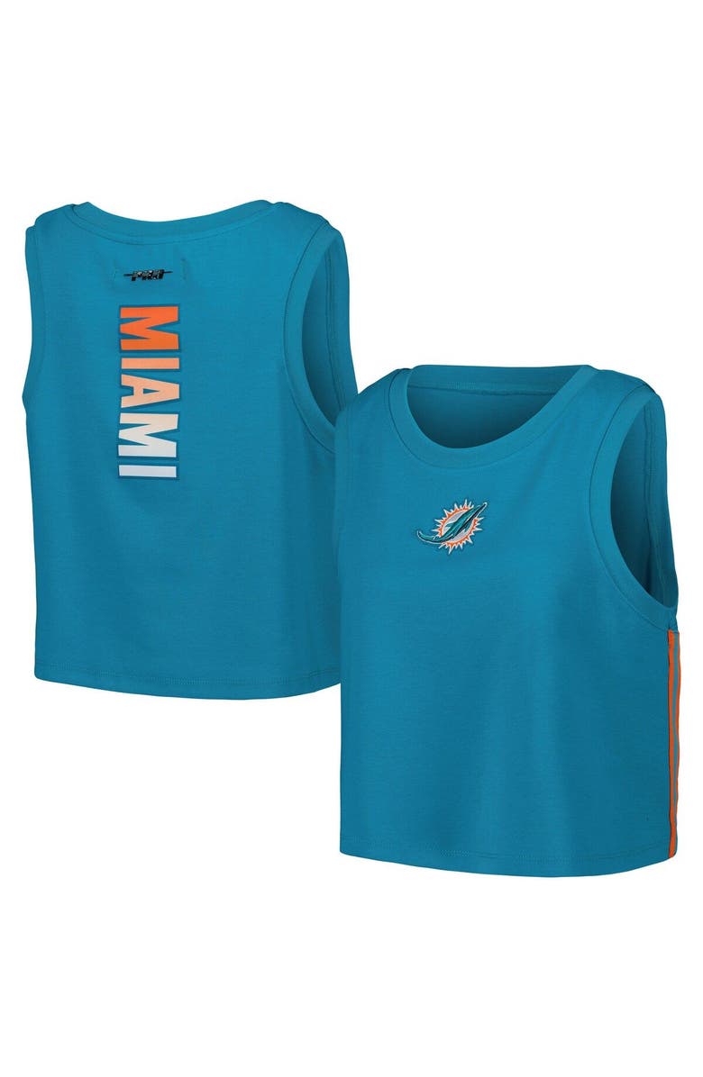 PRO STANDARD Women's Pro Standard  Aqua Miami Dolphins Ombre Wordmark Classic Cropped Tank Top, Alternate, color, 