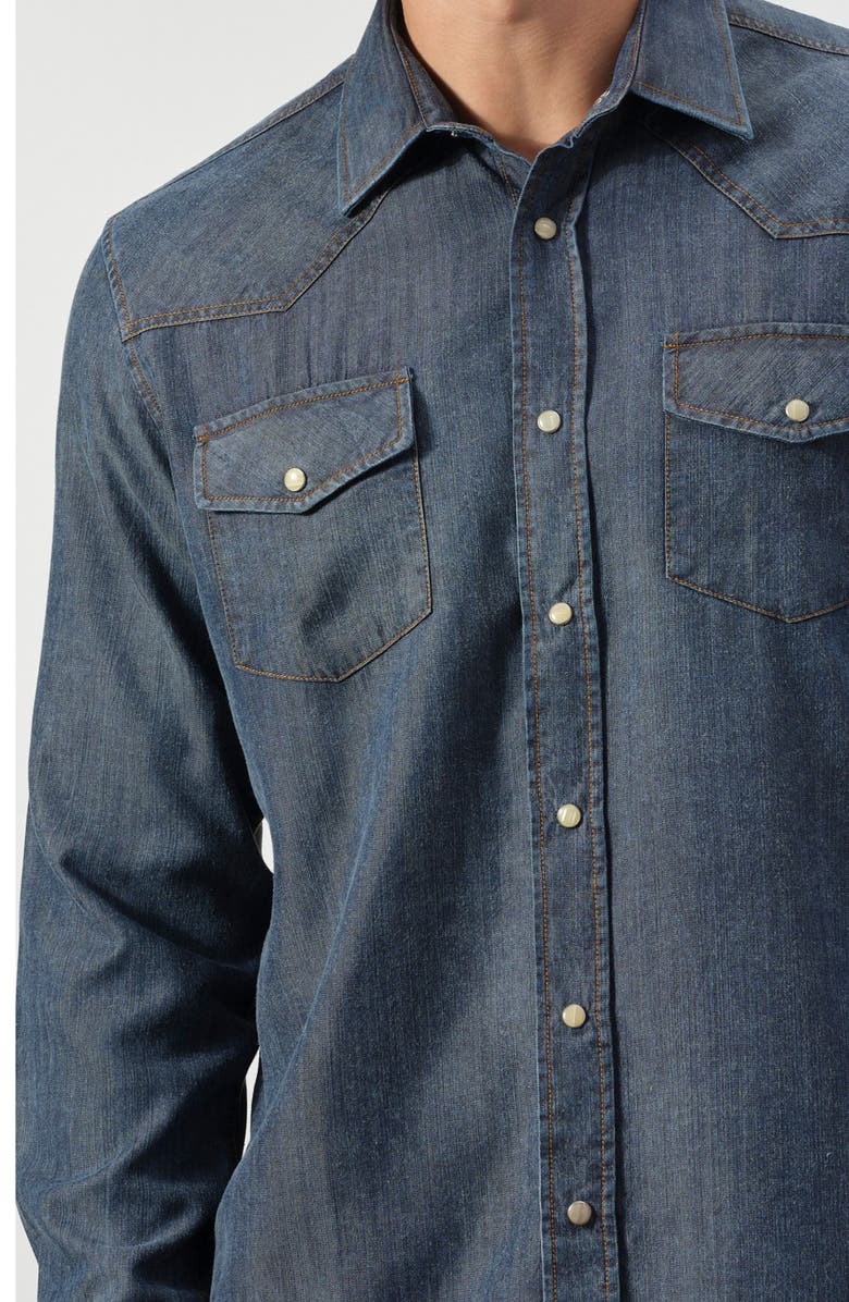 STUDIO GARNET LOS ANGELES Snap-Up Denim Western Shirt, Alternate, color, Indigo