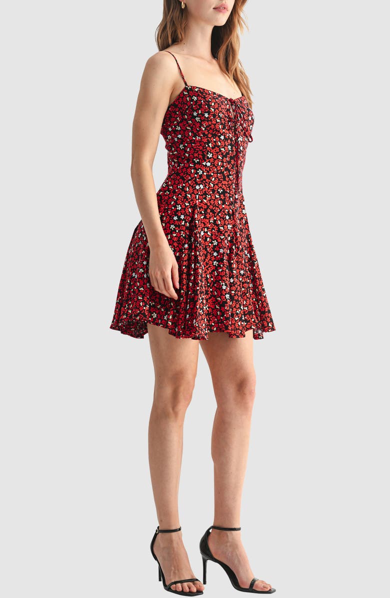 Lush Spaghetti Strap Minidress, Alternate, color, Black Red Floral