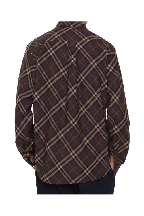 Burberry Relaxed Fit Check Cotton Flannel Shirt In Brown
