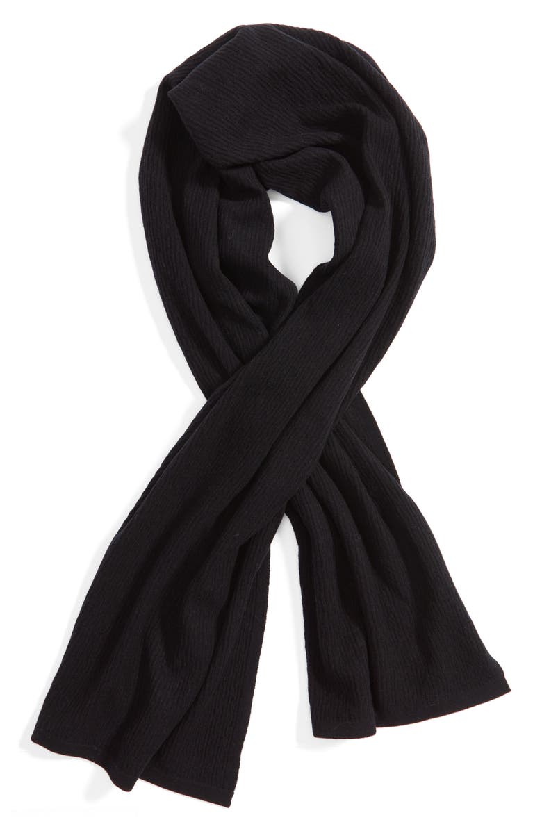 Nordstrom Cabled Rib Wool & Recycled Cashmere Scarf, Alternate, color, 