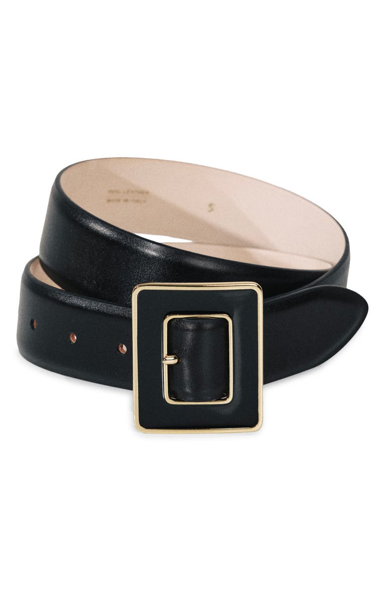 Déhanche Clio Leather Belt, Main, color, Black/ Gold
