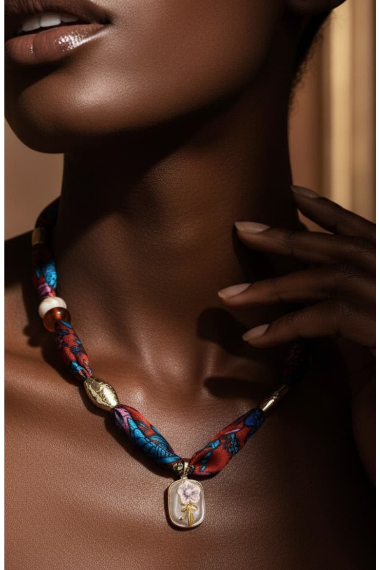 Eden Scarf Pendant Necklace, Alternate, color, RED