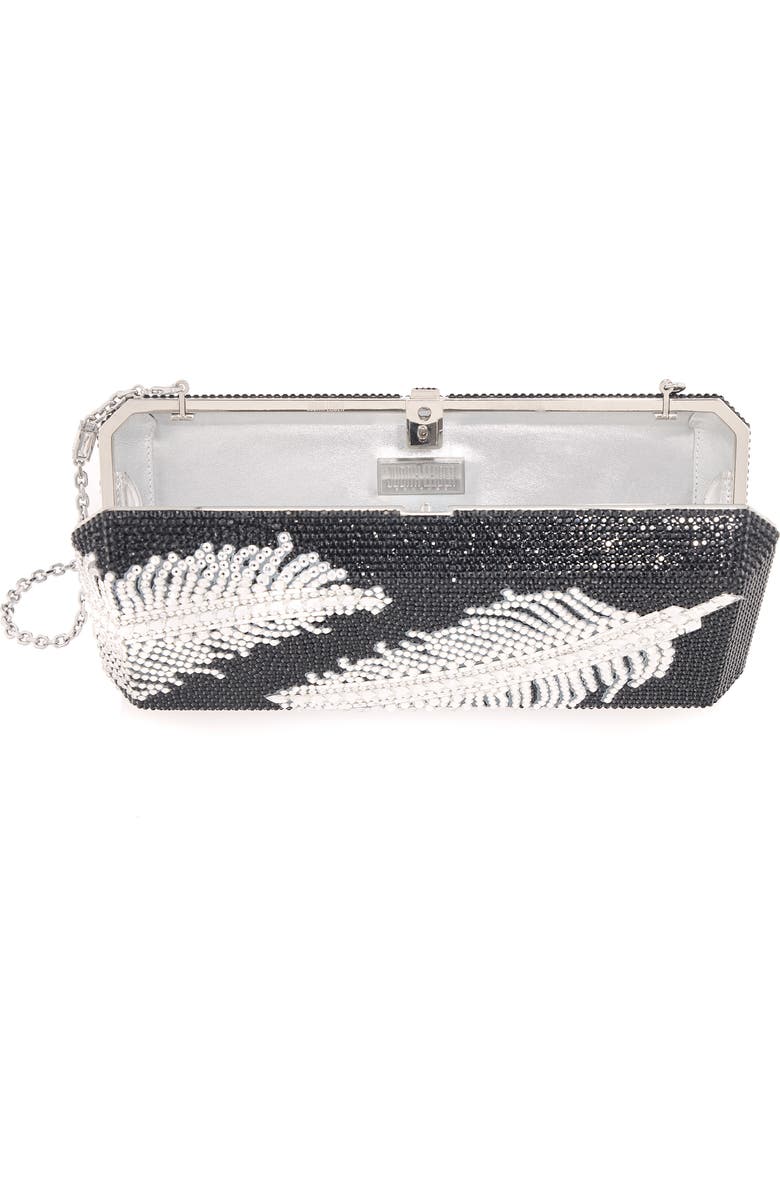 JUDITH LEIBER COUTURE Slim Feather Crystal Slide Clutch, Alternate, color, Silver Jet Multi
