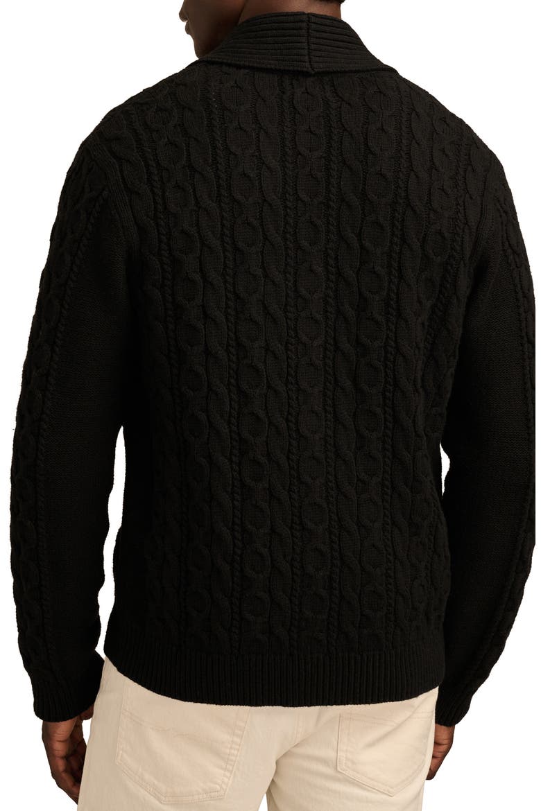 Cable Cotton Blend Shawl Collar Cardigan, Alternate, color, DARK BLACK