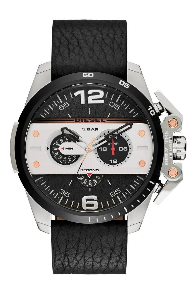 'Ironside' Chronograph Watch, 48mm, Main, color, BLACK/ SILVER