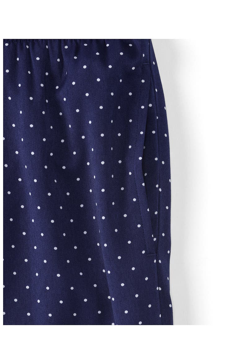 Plus Size Creaseless Silky High Rise Wide Leg Drawstring Pants, Alternate, color, Deep Sea Navy Pin Dot