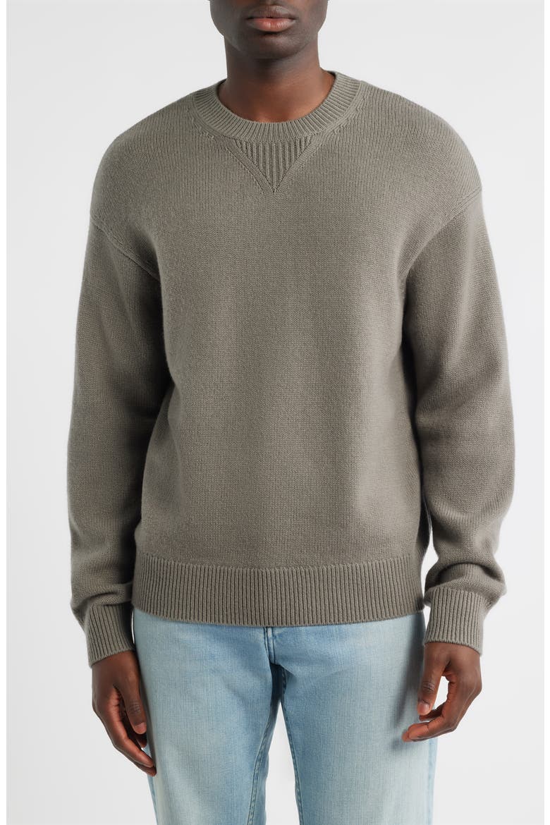 Elbow Patch Wool & Cashmere Sweater, Main, color, LIGHT TAUPE