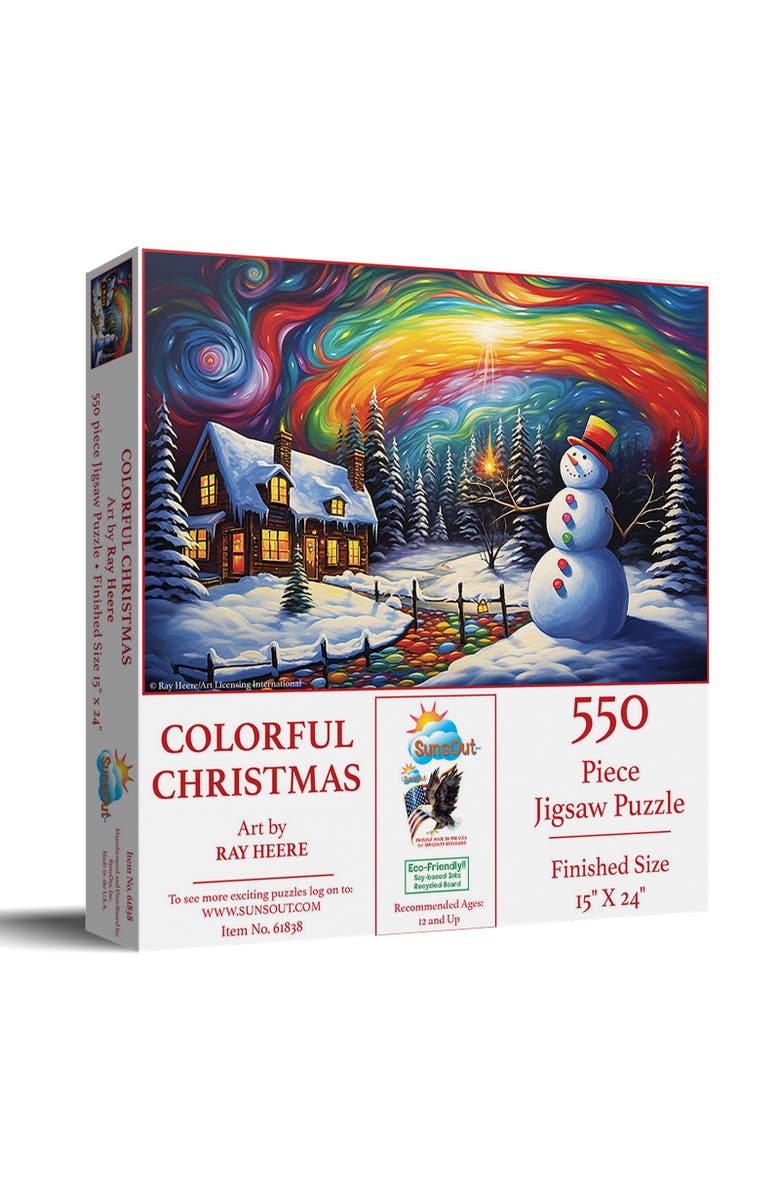 Sunsout Colorful Christmas 550 piece Jigsaw Puzzle for Adults, Main, color, Multicolor