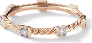 David Yurman Cable Collectibles® Stations Stack Ring in 18K Yellow Gold with Diamonds, 2mm