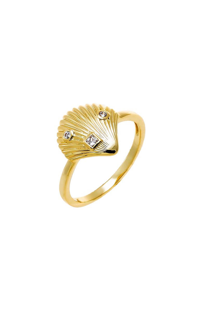 BY ADINA EDEN CZ Shell Ring, Main, color, Gold