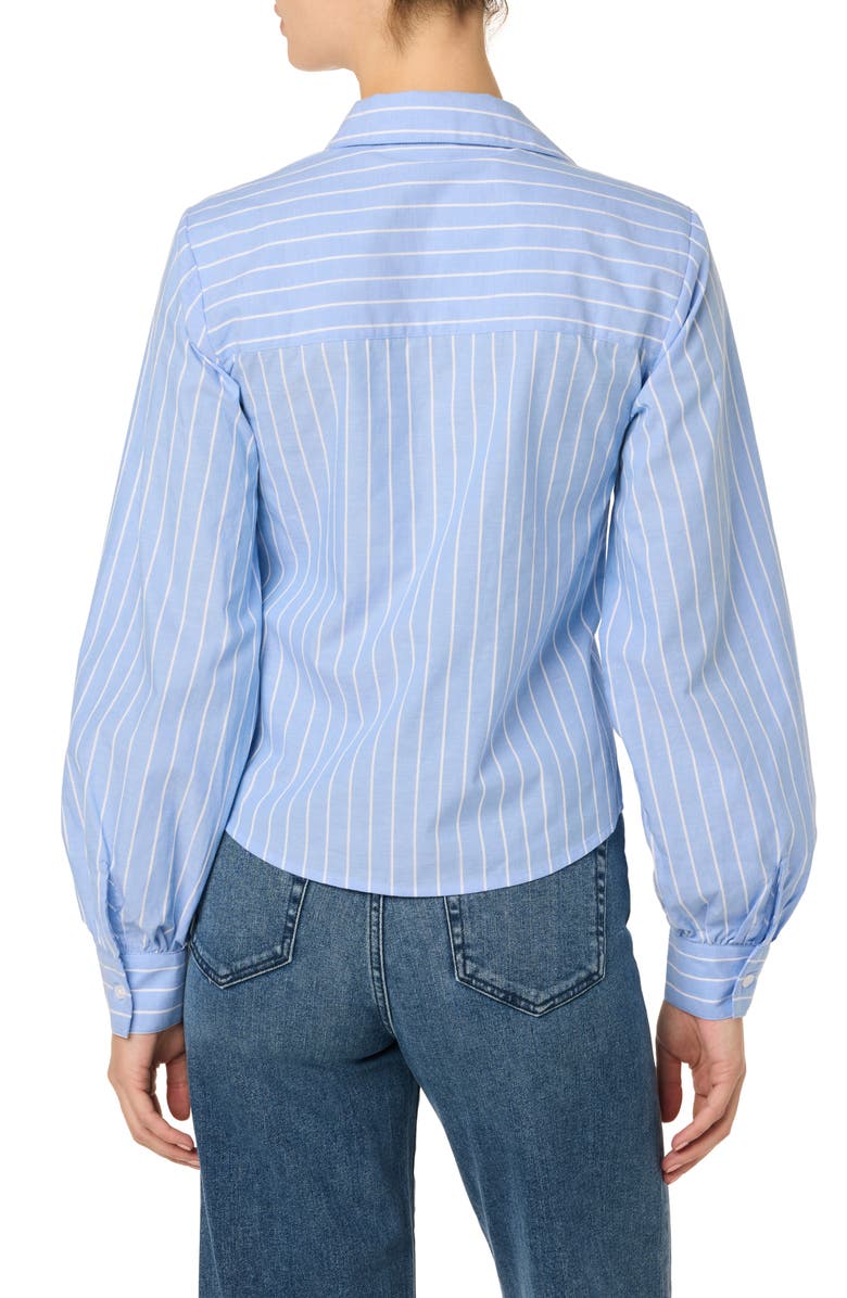 Stripe Pleated Cotton Button-Up Shirt