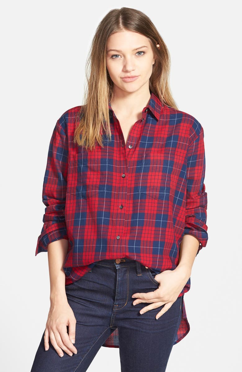 Madewell 'Edina Plaid' Oversize Boyshirt, Main, color, 