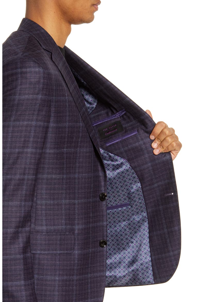 Konan Trim Fit Plaid Wool Sport Coat, Alternate, color, PURPLE