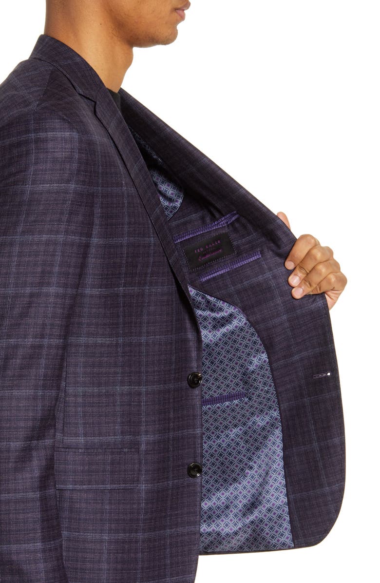 Ted Baker London Konan Trim Fit Plaid Wool Sport Coat, Alternate, color,