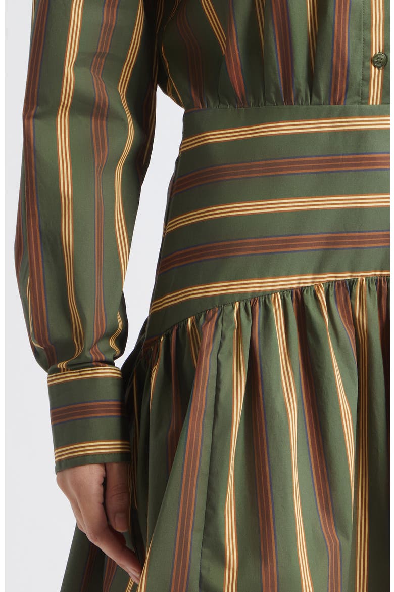 Rocco Stripe Long Sleeve Mini Shirtdress, Alternate, color, DARK OLIVE STRIPE