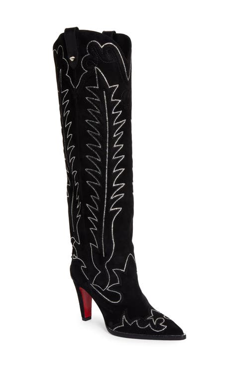 Santia Crystal Beaded Knee High Western Boot (Women)