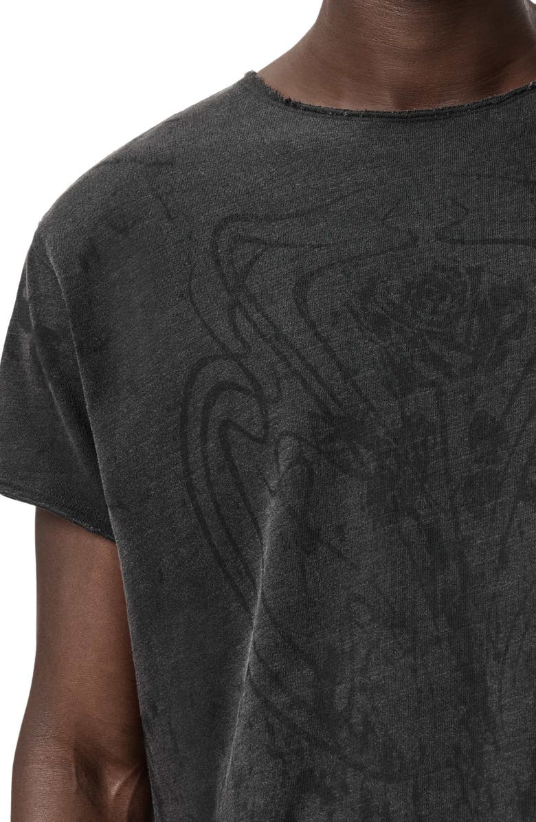 John Varvatos Relaxed Fit Raw Edge Organic Cotton T-Shirt, Alternate, color, Charcoal