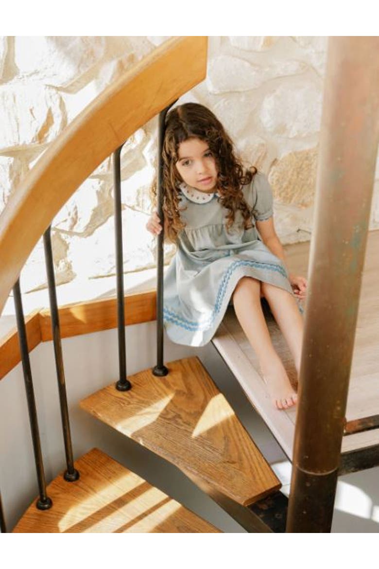 Looms Wave Collection - Tulip Collar 3/4 Dress for Little Kids, Alternate, color, Blue