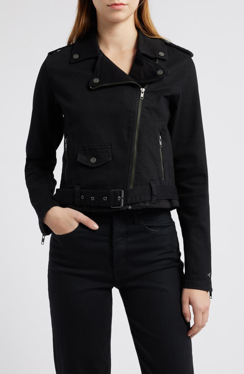 HIDDEN JEANS Denim Biker Jacket, Alternate, color, Black