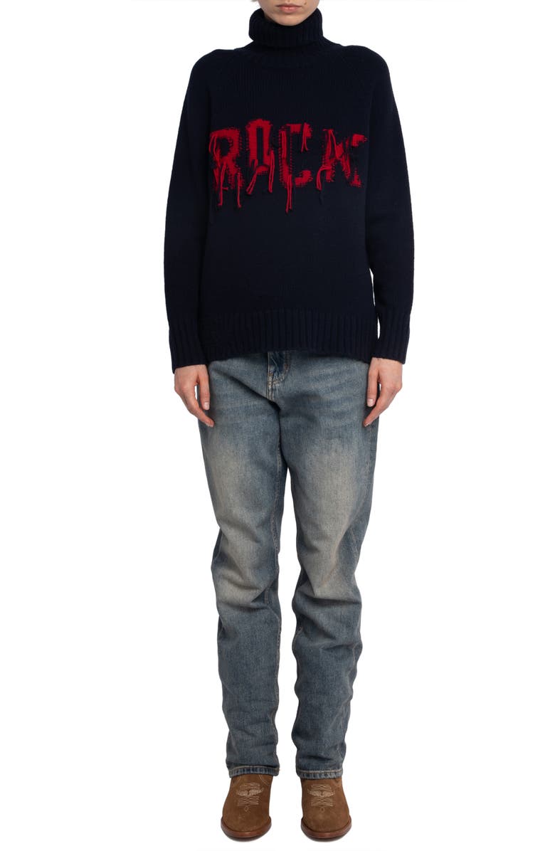 Zadig & Voltaire Mora We Rock Merino Wool Turtleneck Sweater, Alternate, color, 