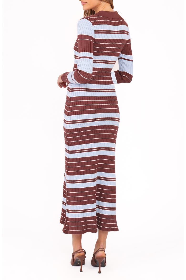 Eliana Stripe Long Sleeve Rib Maxi Dress, Alternate, color, BROWN BLUE STRIPE