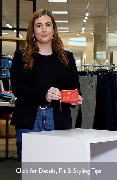 Tory Burch Small Kira Croc Texture Leather Zip Wallet | Nordstrom