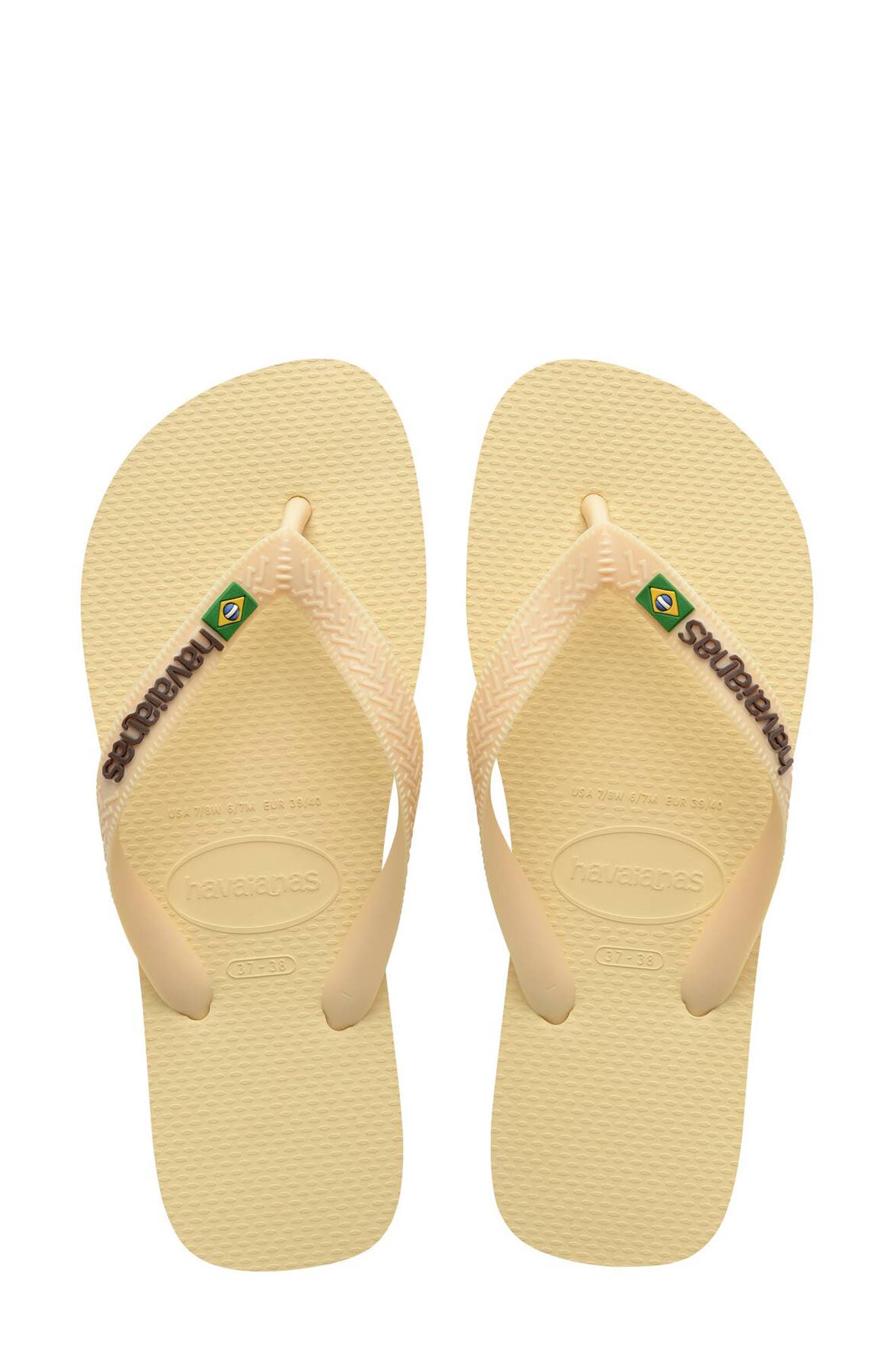 Brazil Logo Flip Flop, Alternate, color, BUTTERCREAM