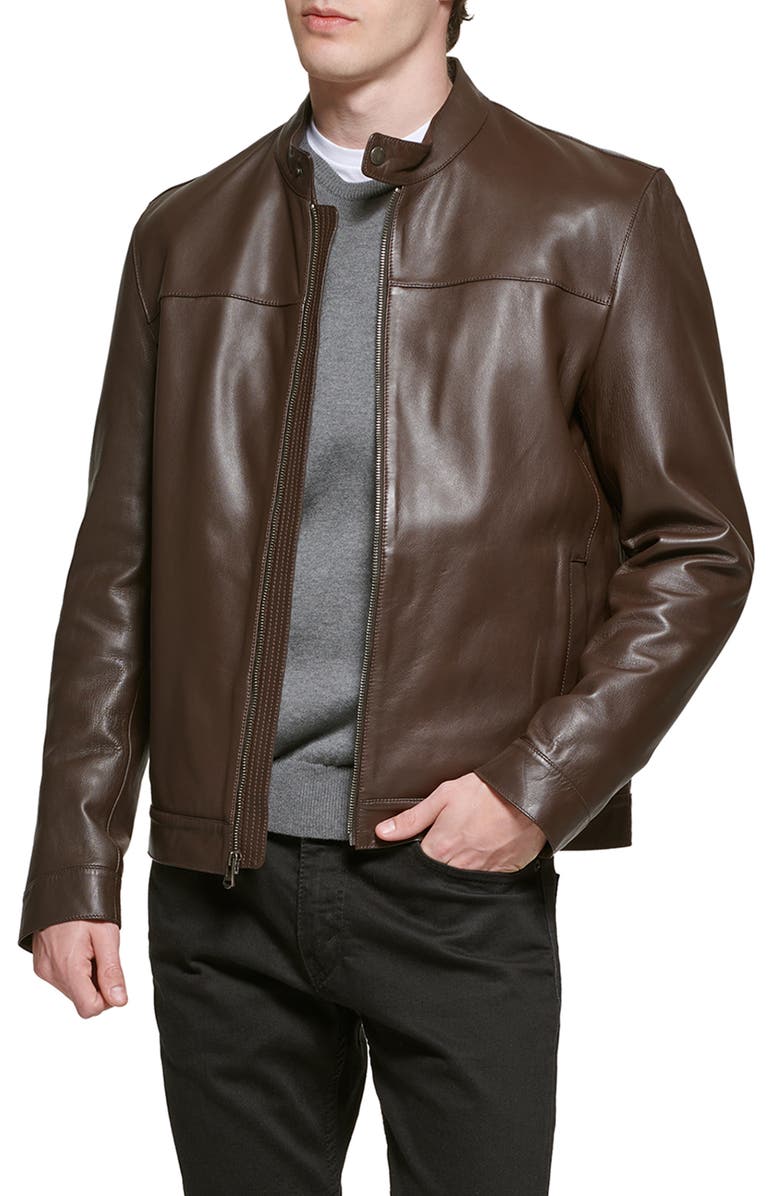 Cole Haan Bonded Leather Moto Jacket, Main, color, 