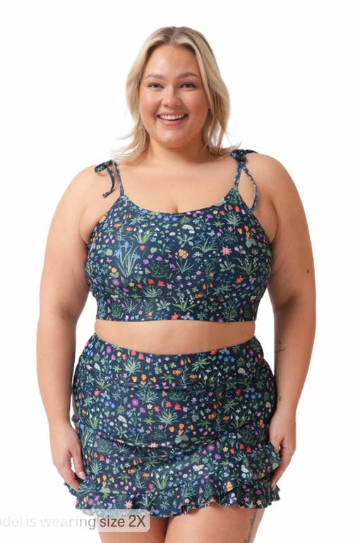 Lime Ricki Swimwear Shoulder-tie Crop Top In Forage Floral