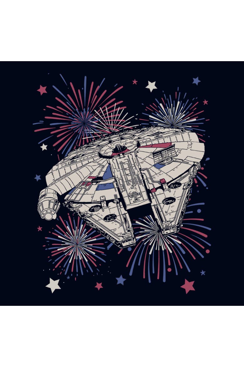 Girls' Festive Fireworks Falcon T-Shirt, Alternate, color, Navy Blue