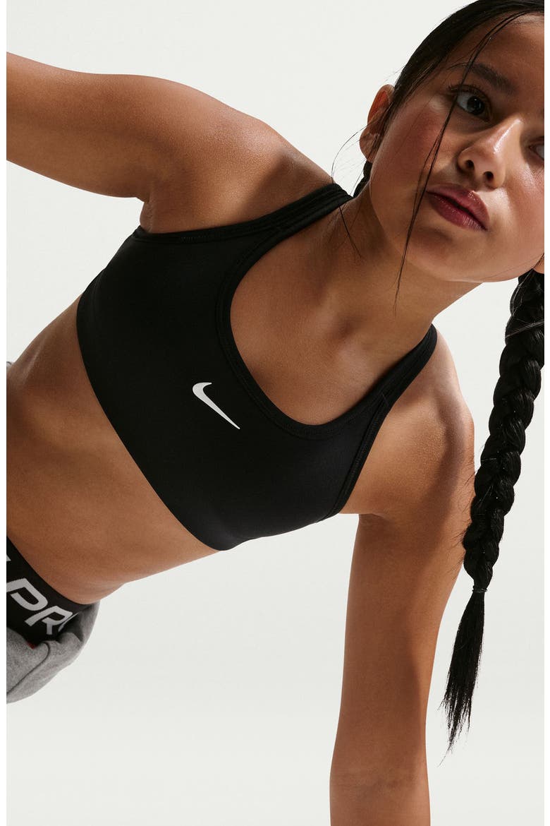 Kids' Pro Swoosh Racerback Sports Bra, Alternate, color, BLACK/ BLACK/ WHITE