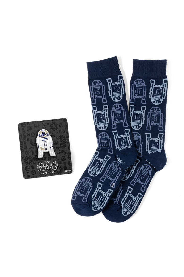 x Star Wars™ R2-D2 Lapel Pin & Socks Set, Main, color, BLUE MULTI