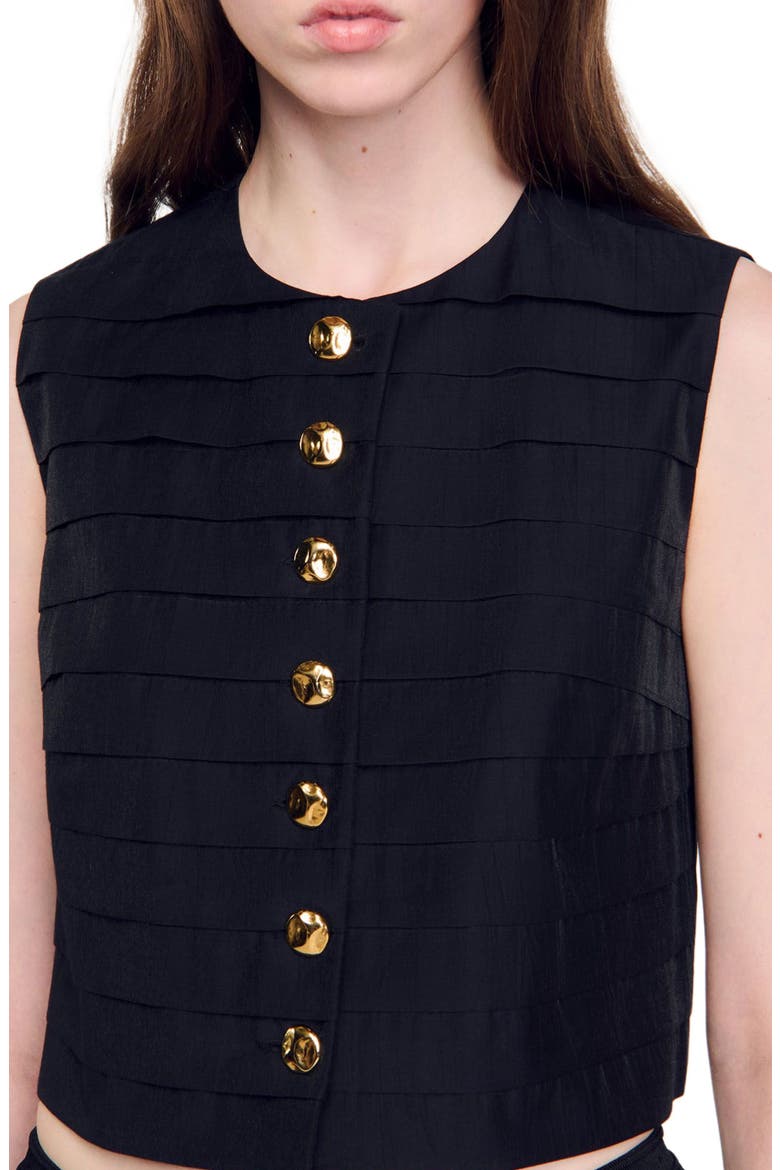 Pleated crop top, Alternate, color, Black