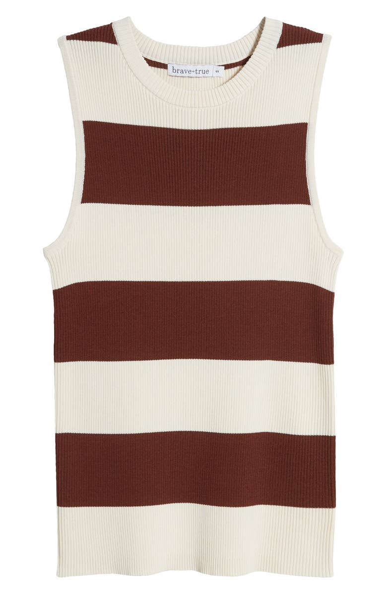 Brave+True Tori Stripe Sleeveless Sweater, Main, color, Cream/ Cocoa Stripe