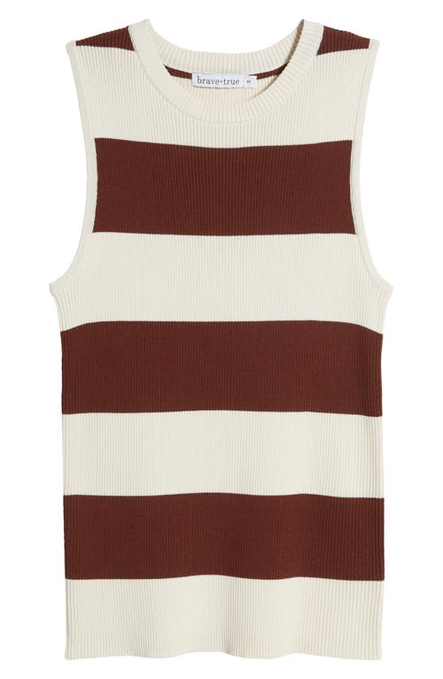 Brave+True Tori Stripe Sleeveless Sweater in Cream/Cocoa Stripe 