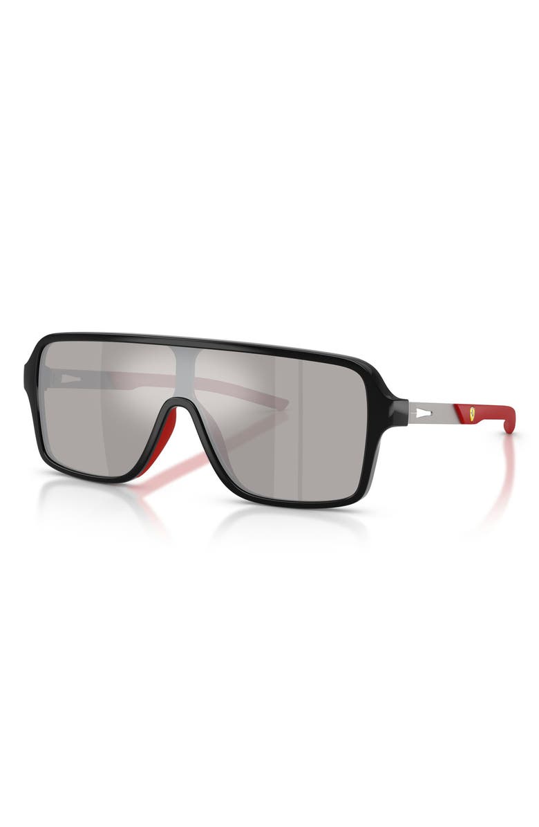 Scuderia Ferrari 132mm Rectangular Sunglasses, Alternate, color, Black Shiny / Light Grey