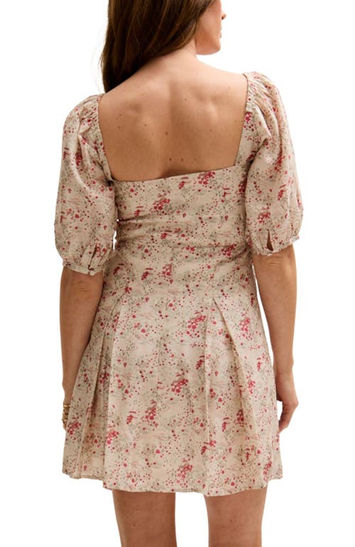 Lily And Lionel India Button Front Wishing Well Print Mini Dress In Neutral