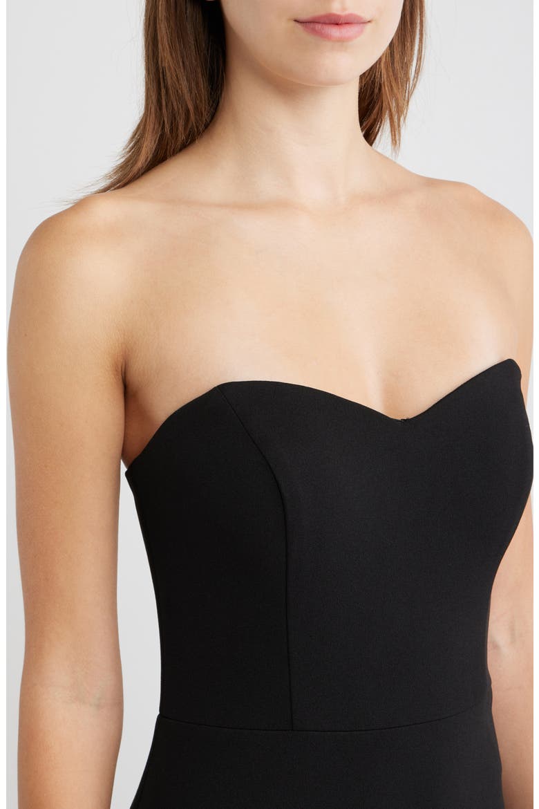 Strapless Crepe & Satin Mermaid Gown, Alternate, color, BLACK