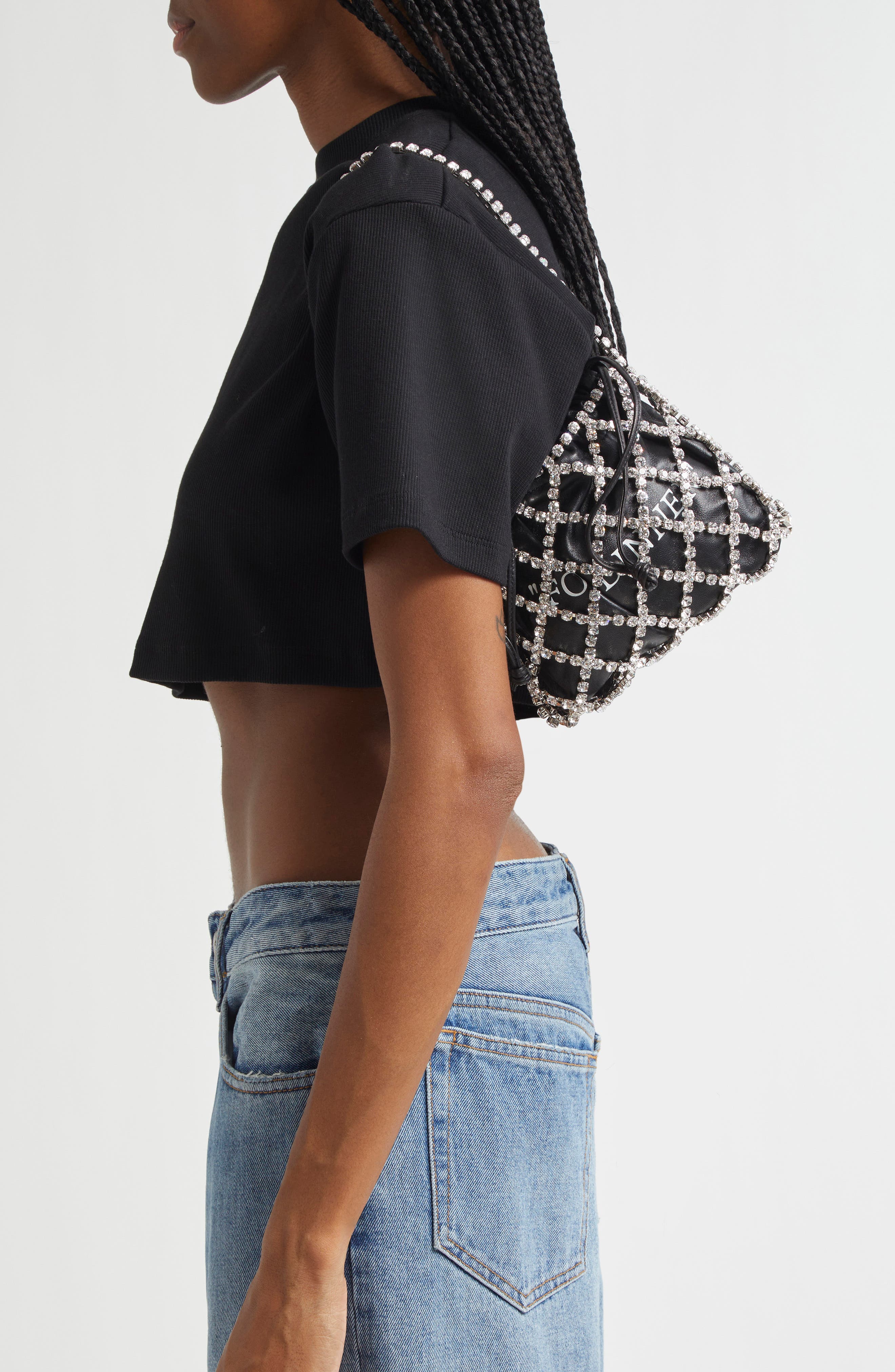 Off-White For Dinner Crystal Shoulder Bag, Alternate, color, 