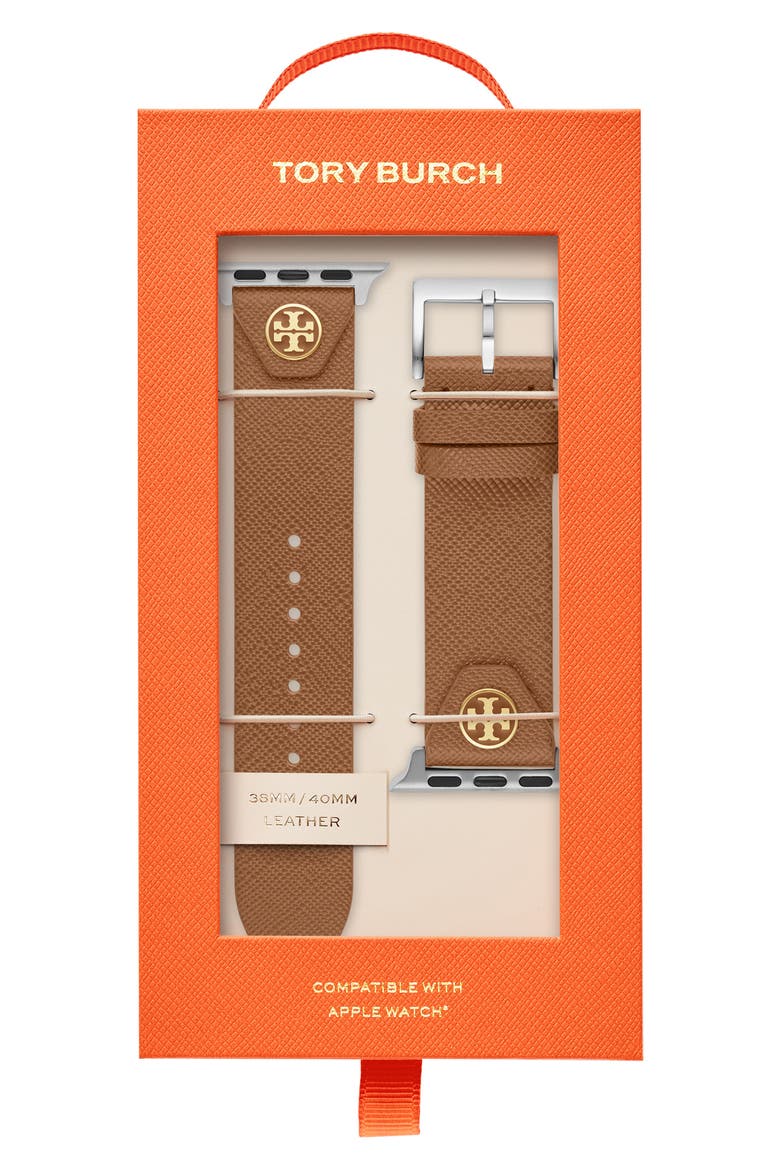 The Studs Leather 20mm Apple Watch® Watchband (Nordstrom Exclusive), Alternate, color, LUGGUAGE