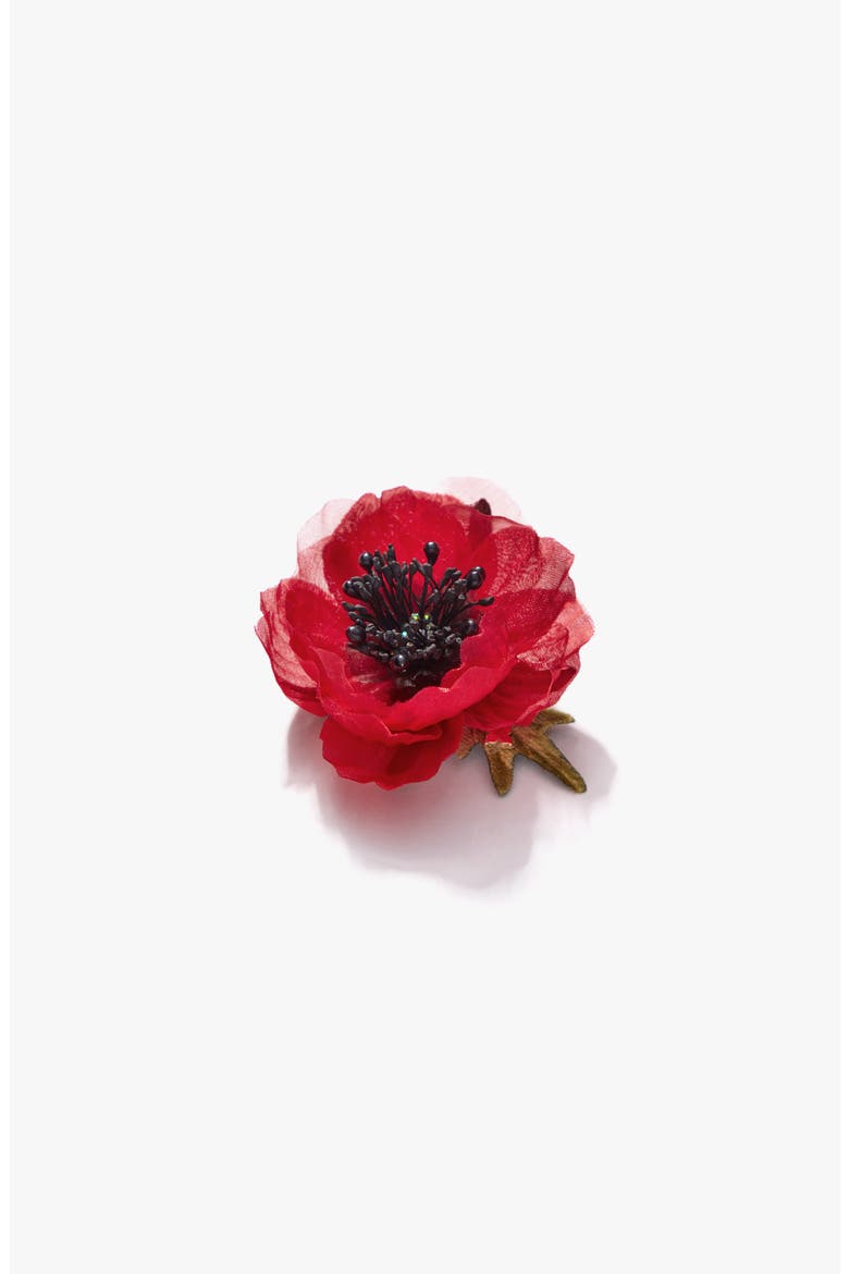 The Red Poppy Floral Brooch, Alternate, color, Red