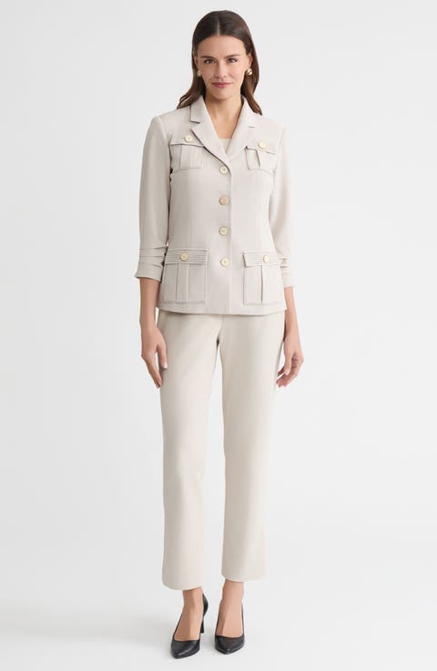 Heritage Stretch Deco Crepe Scrunch Sleeve Jacket