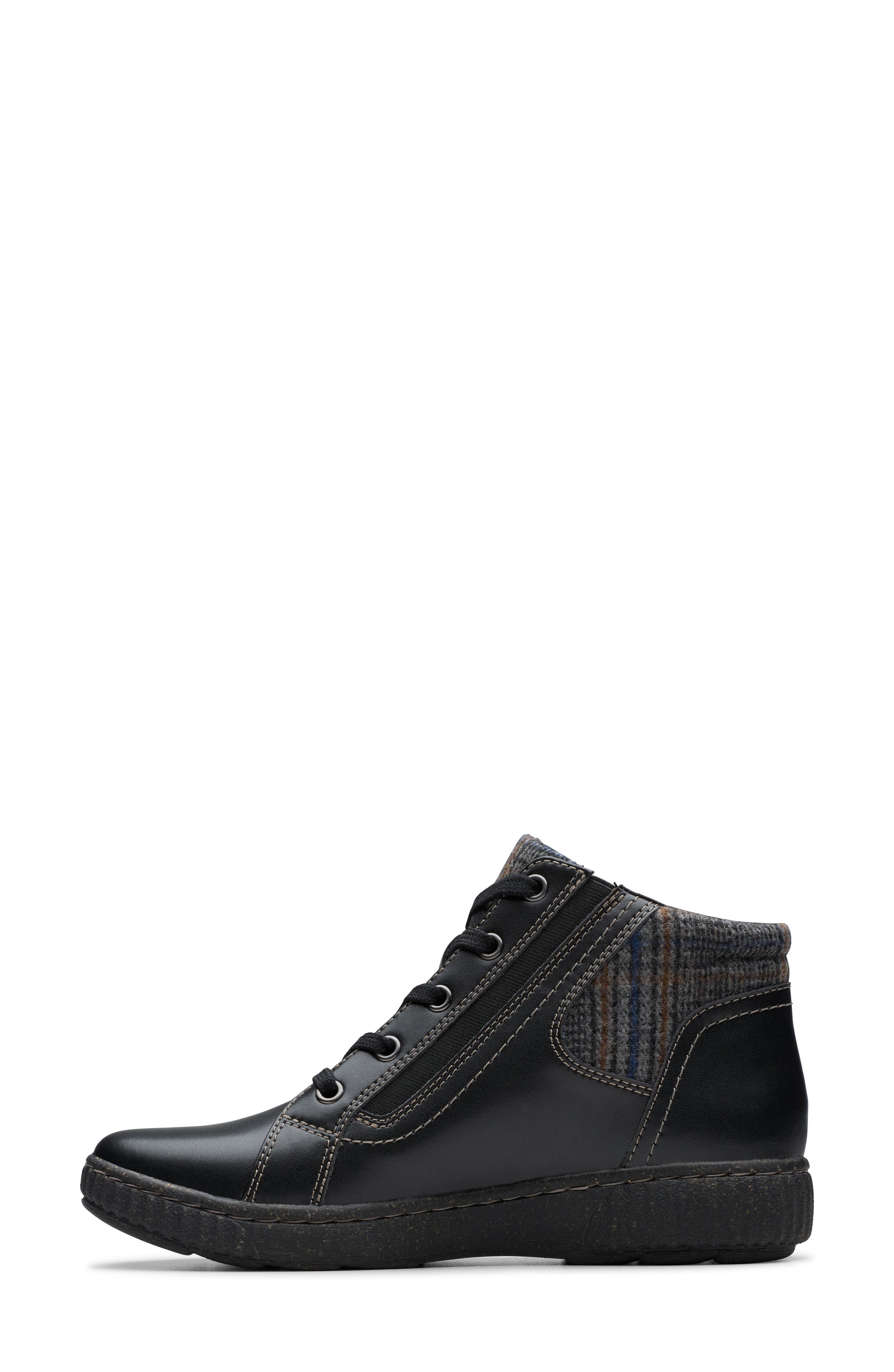 Clarks<sup>®</sup> Caroline Spice Sneaker Boot - Wide Width Available, Alternate, color, Black Leather